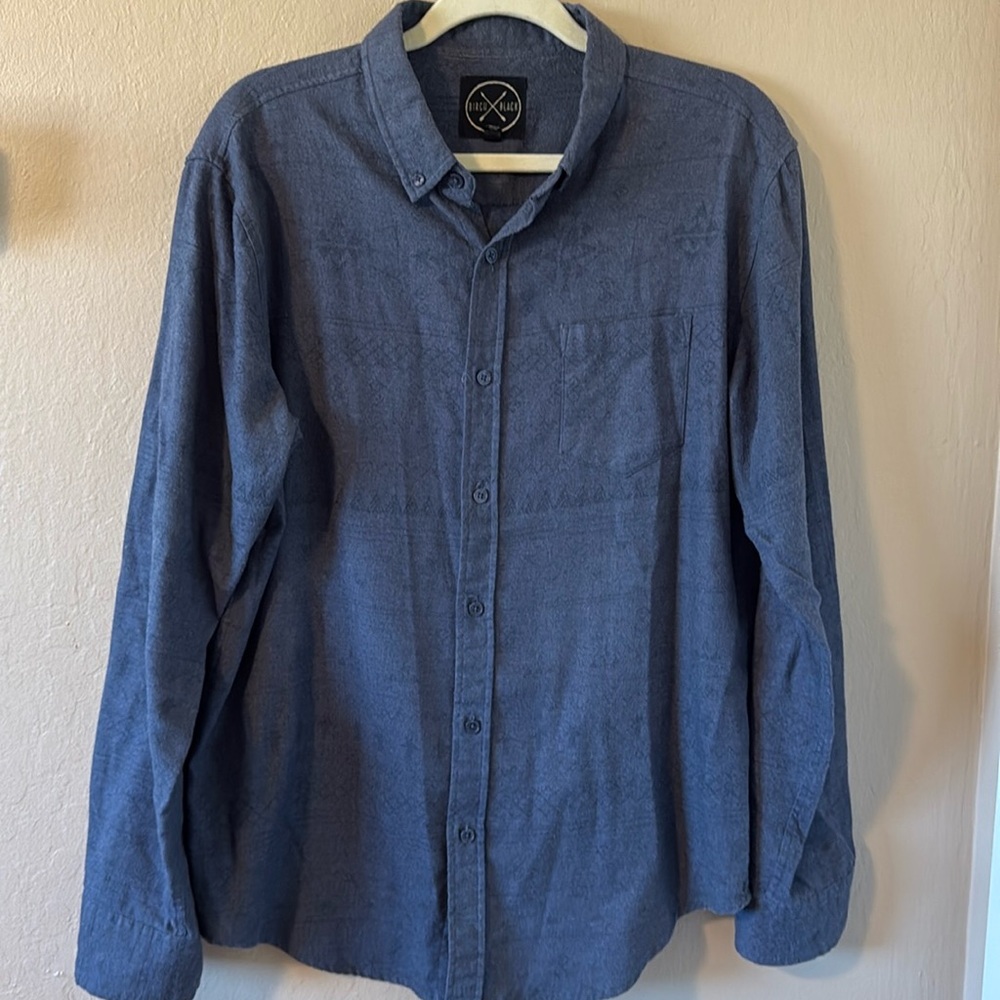 Birch Black Men’s lightweight Flannel Button Down Long Sleeve Shirt Size…